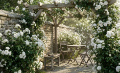 Ce rosier grimpant blanc pousse vite et fleurit presque toute l'année