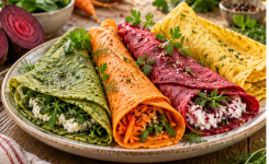 Des crêpes colorées avec des légumes !