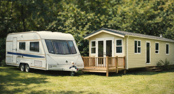  caravane ou un mobil-home dans son jardin
