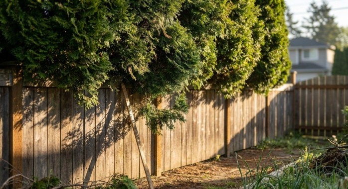 Haie de thuyas plantée à 50 cm
